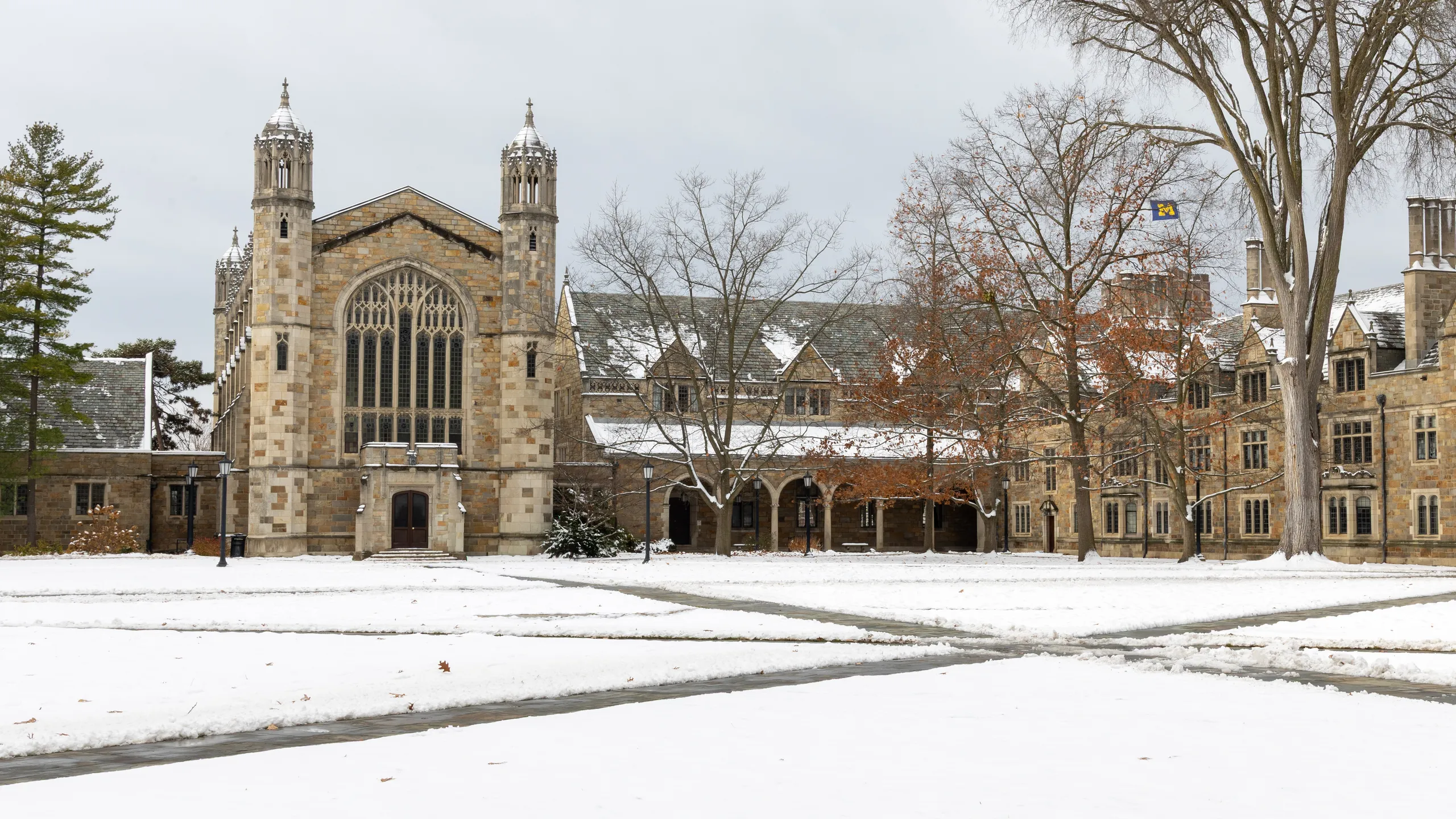 Law school at the University of Michigan after fresh snow