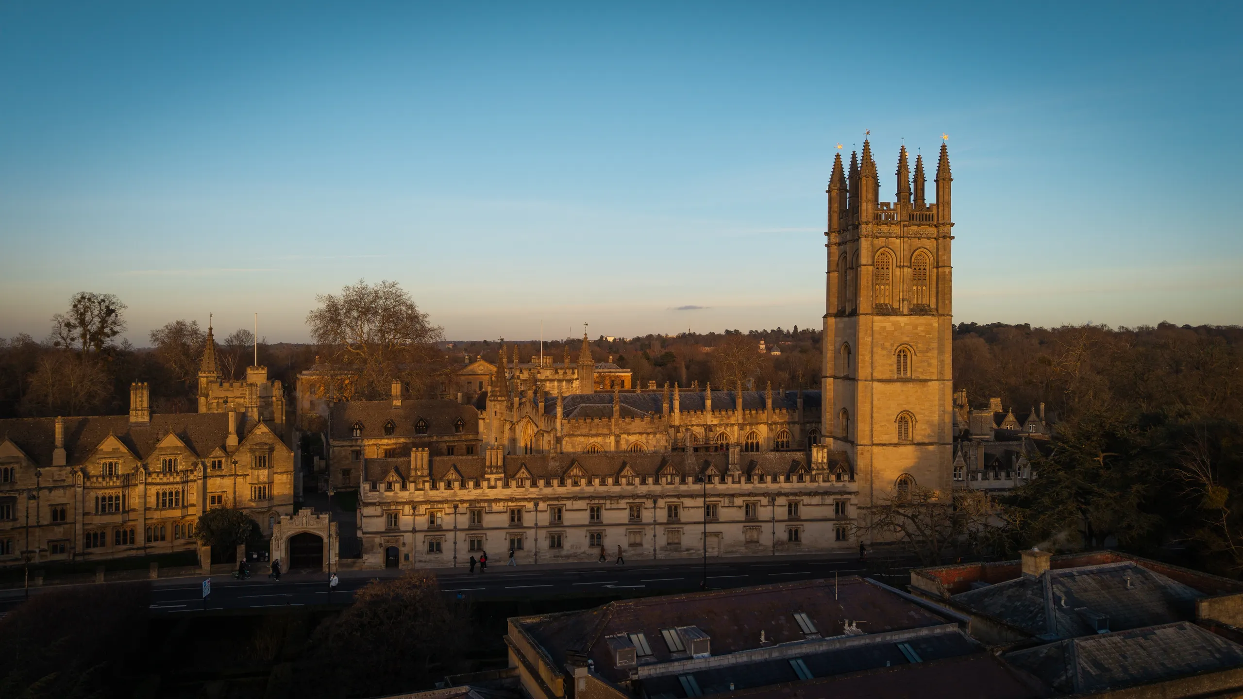 OXFORD, UK - JANUARY 10, 2026 - Magdalen College Tower at Oxford University during sunset
