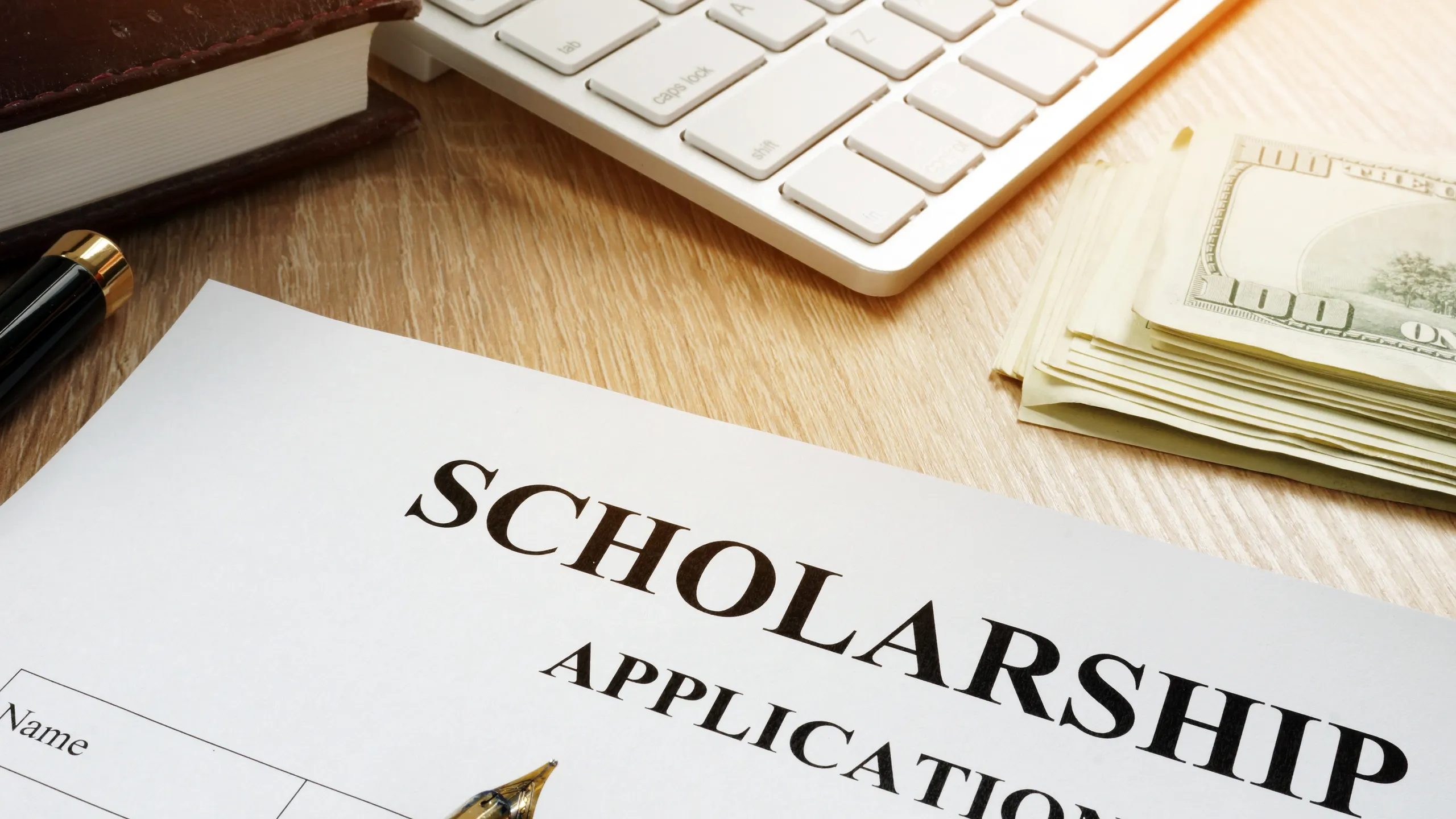 Scholarship application for student. Money for education.