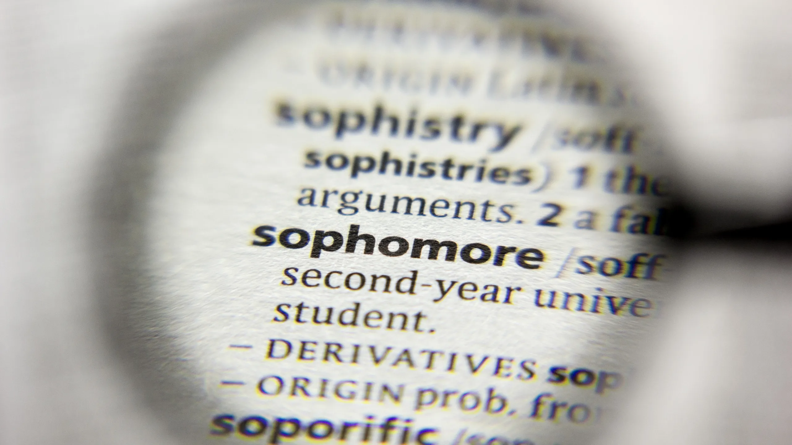 The word or phrase Sophomore in a dictionary.