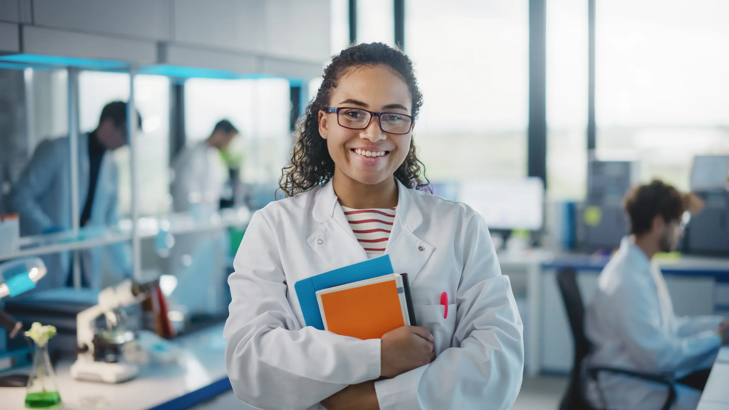 Medical Science Laboratory: Beautiful Smart Young Black Scientis
