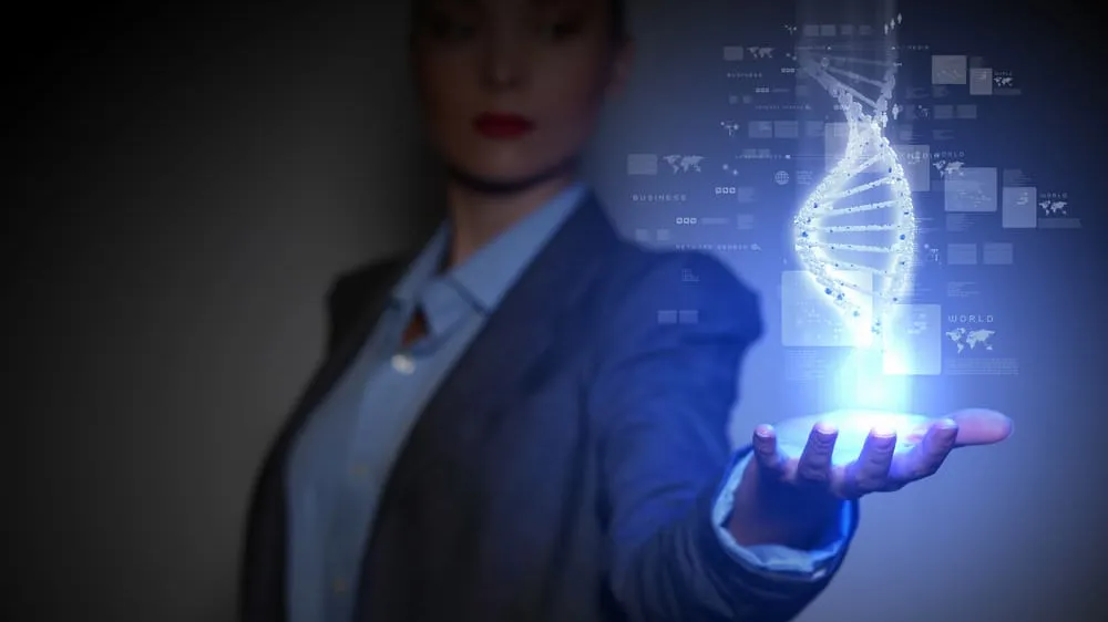 DNA-science-background-with-business-person-on-the-background