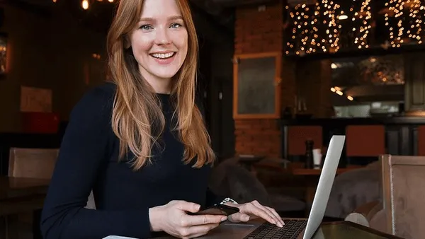 Working at coffee shop
