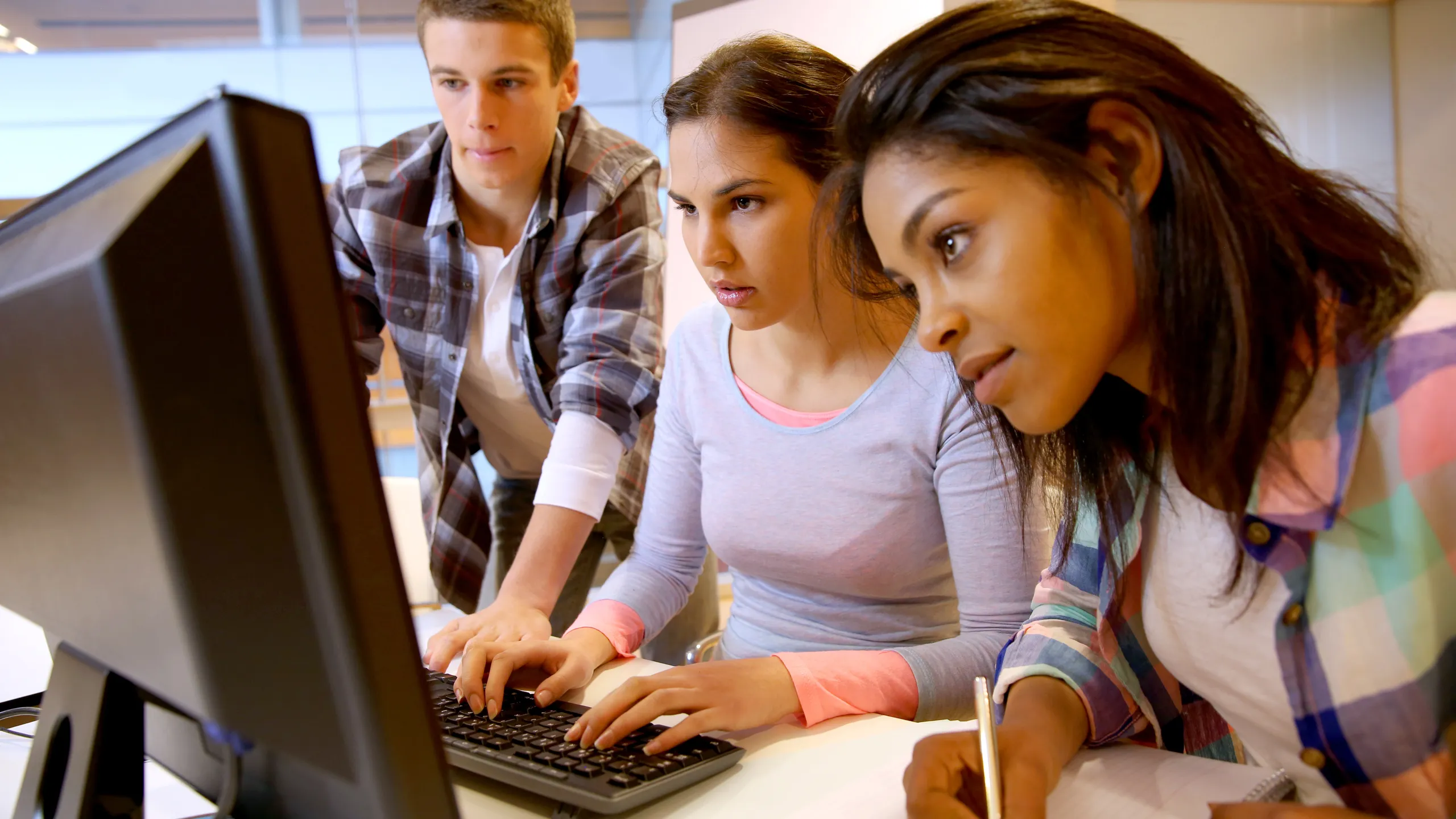 group of students working in computer lab