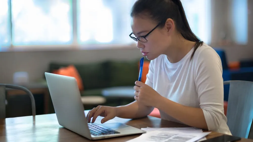 Studying on laptop