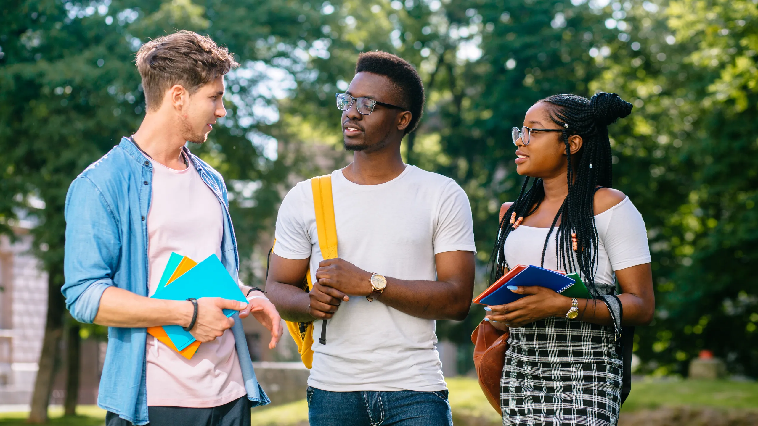 students in a park
