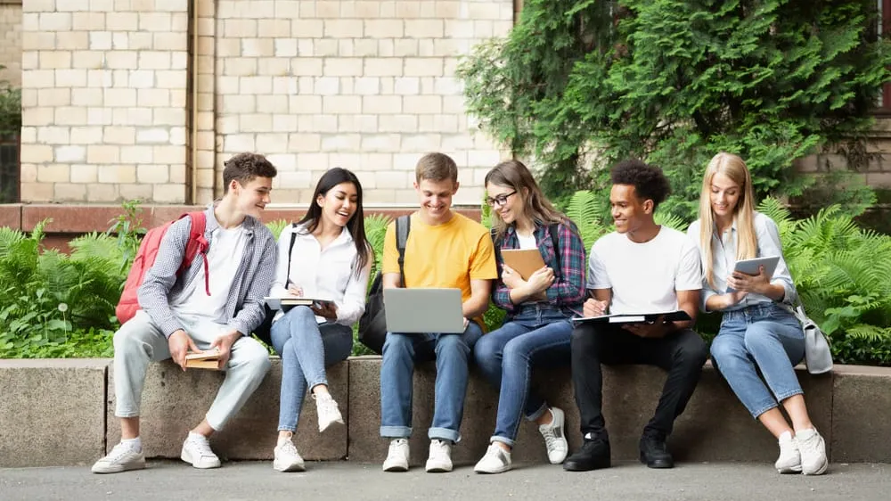 students doing work together