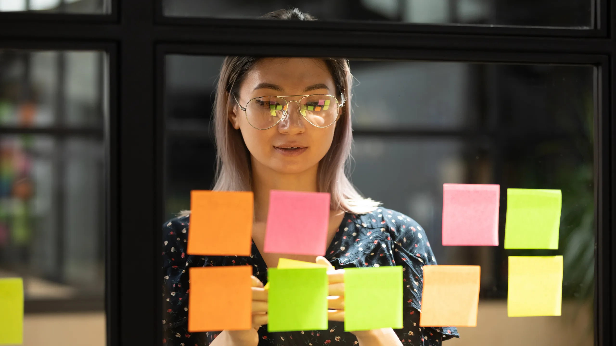post-its on window