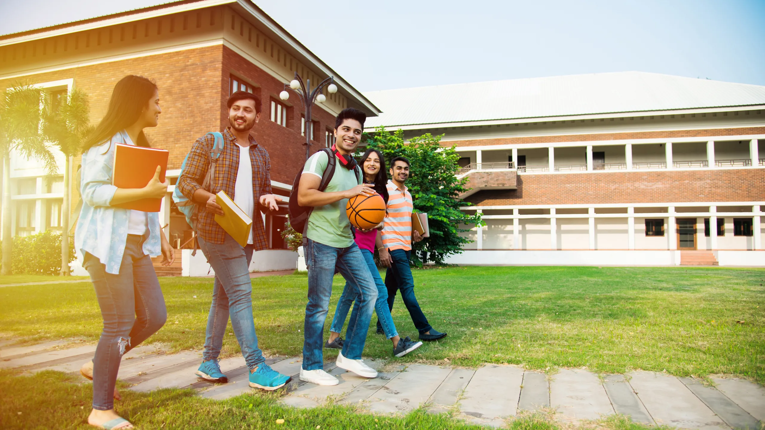 students walking