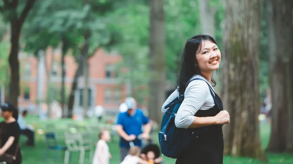 student visiting college campus