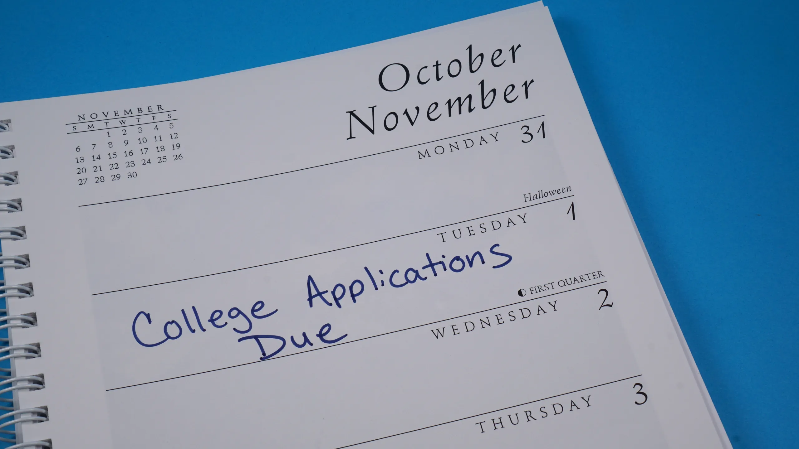 Calendar,Reminder,That,College,Applications,Are,Due,On,November,1,