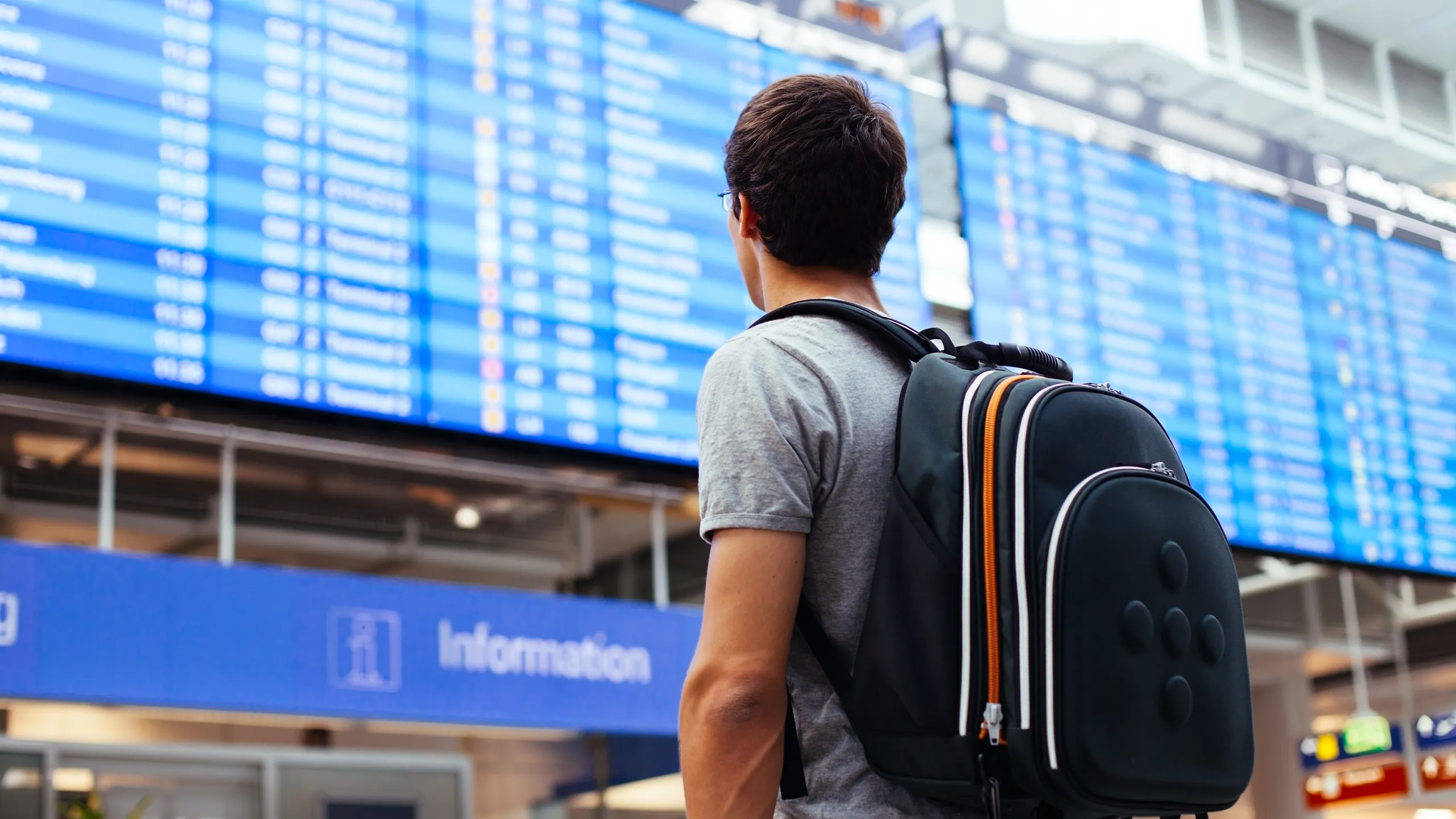 A young man at the airport