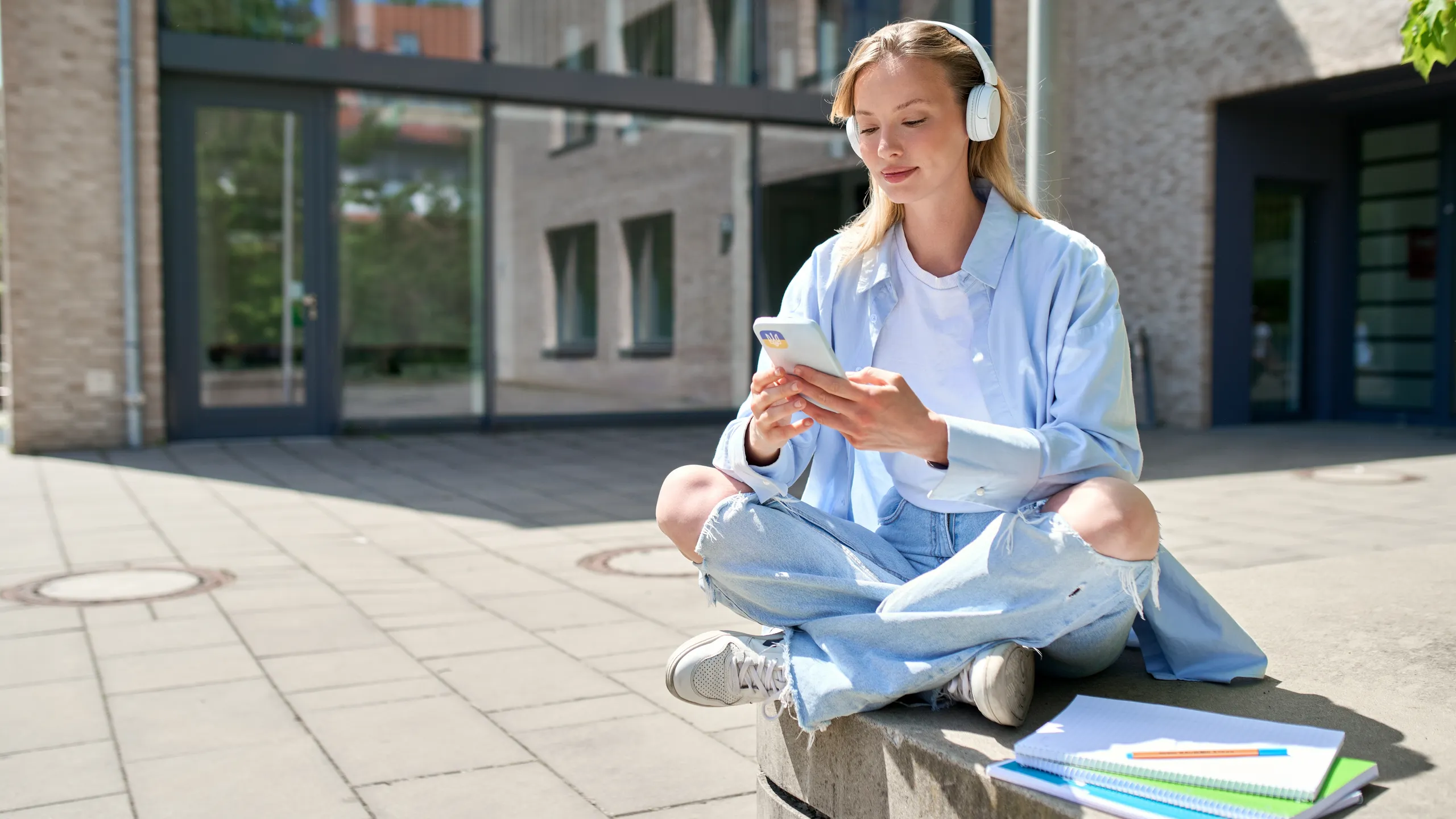 student wearing headphones