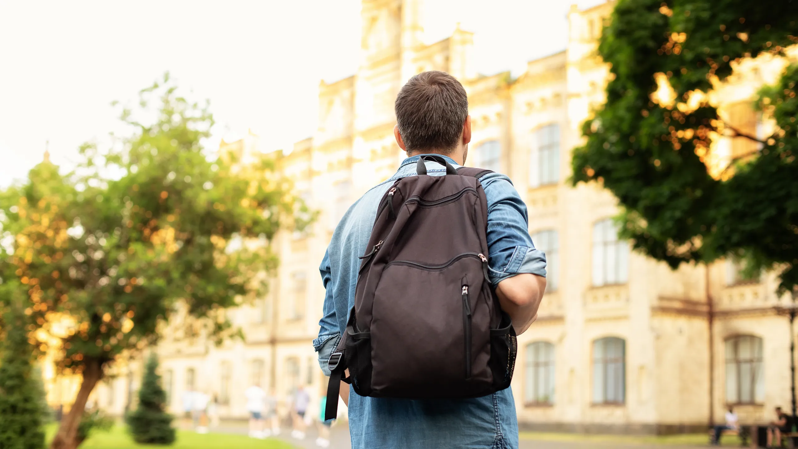 student walking on campus