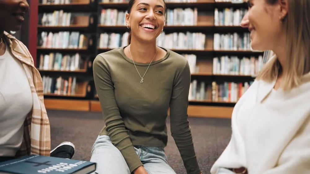 students in a library
