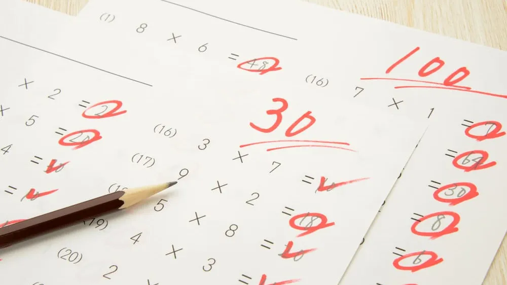 low test score on math test