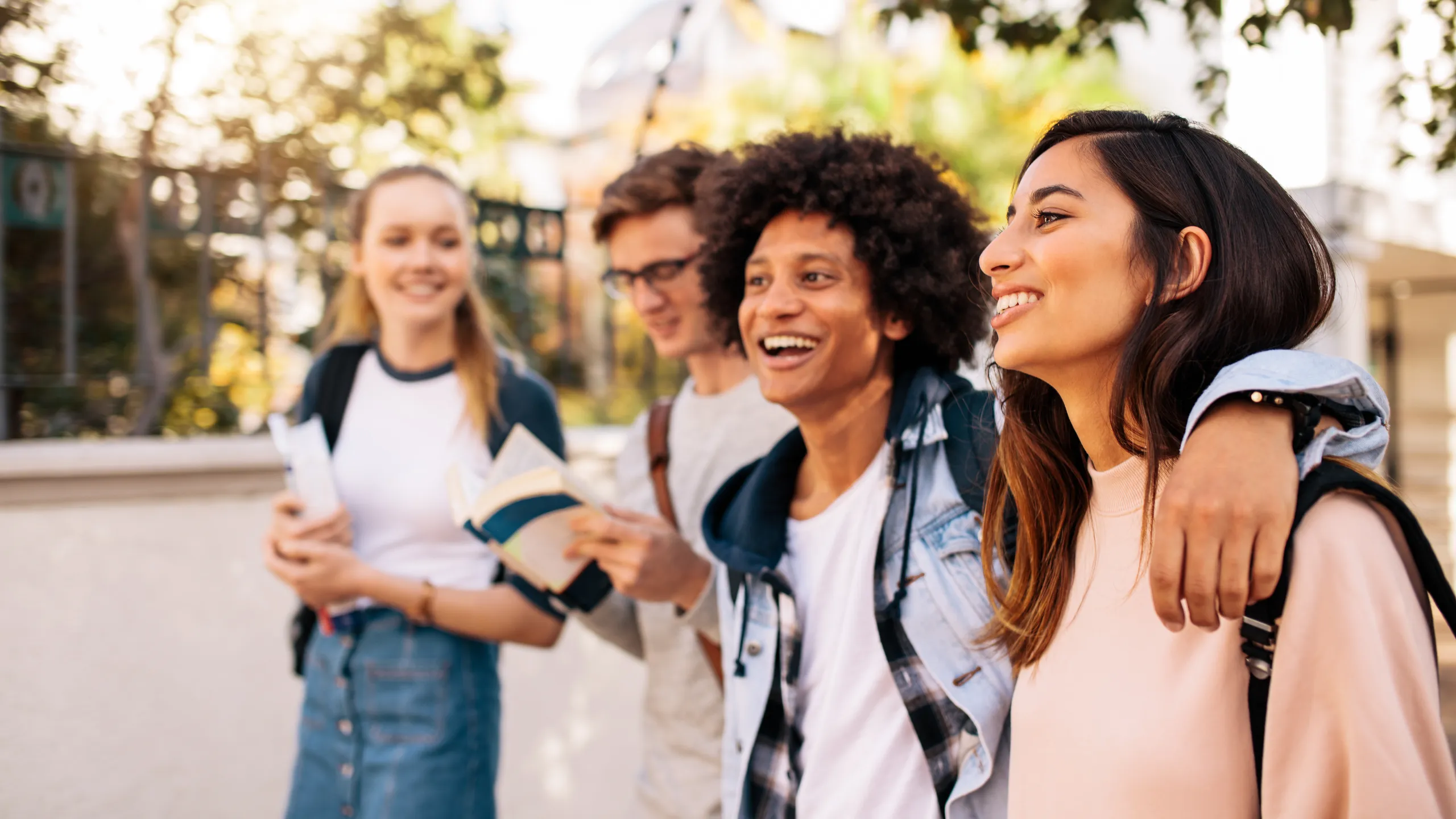 college students walking outdoors