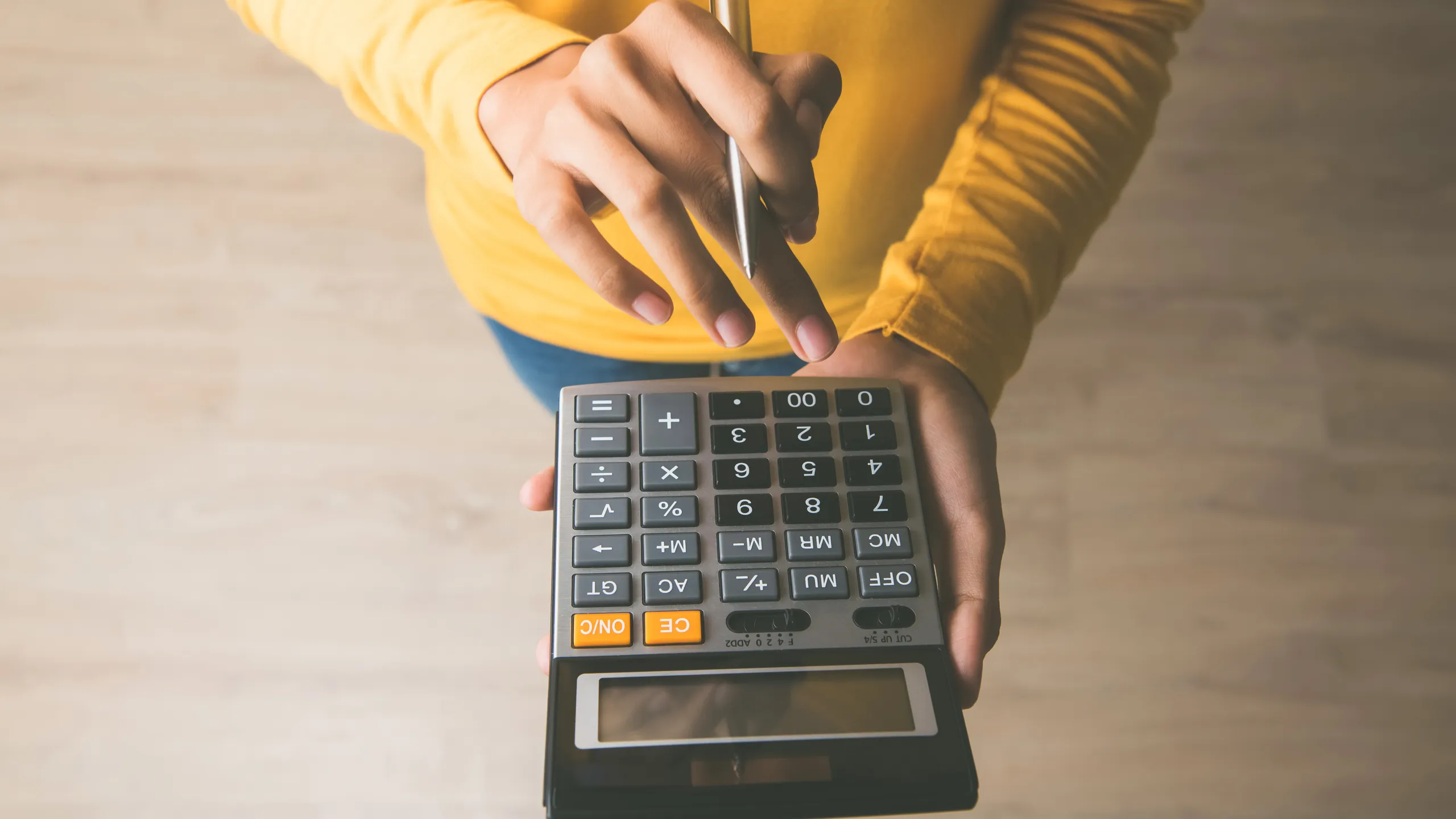 student with calculator