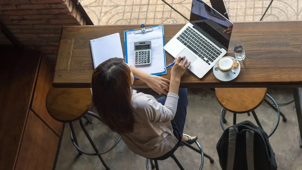 studying at coffee shop